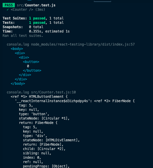 getByText output
