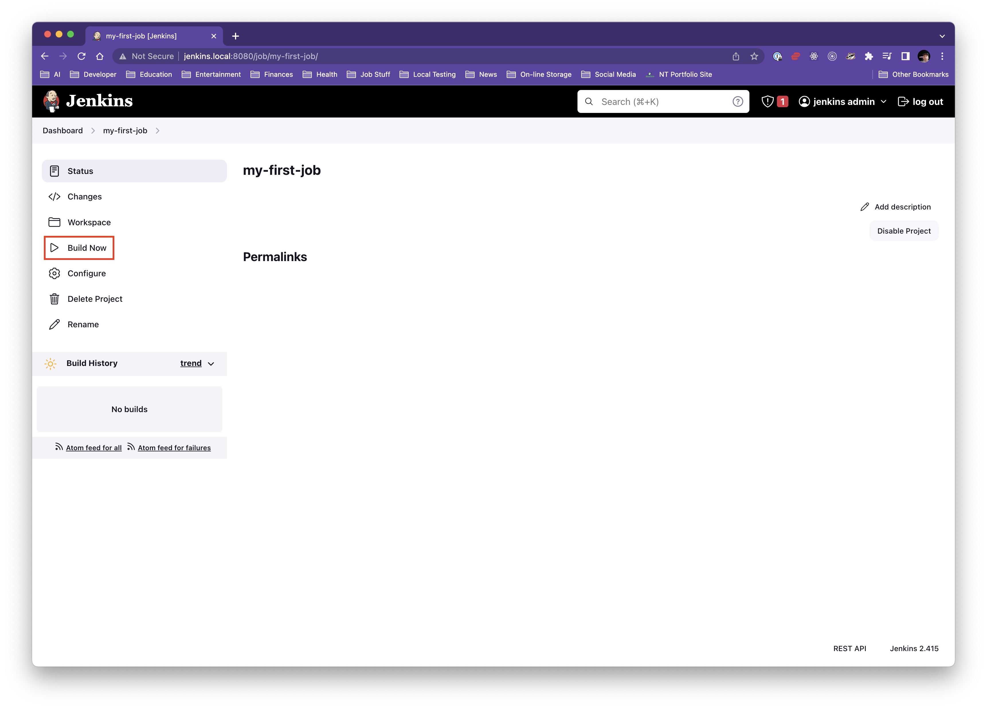 job configuration build