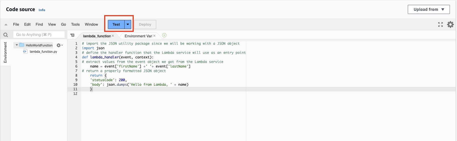 Lambda Code Test